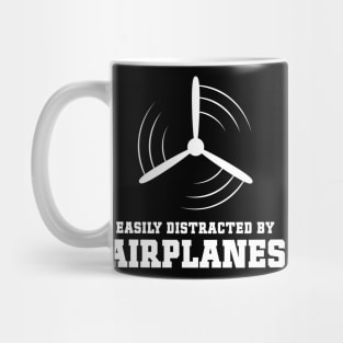 Easily Distracted by Airplanes Cute Aviation Fun Quote Mug